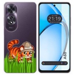 Funda Silicona Transparente para Oppo A60 4G diseño Tigre Dibujos
