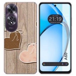 Funda Silicona para Oppo A60 4G diseño Corazones Madera Dibujos