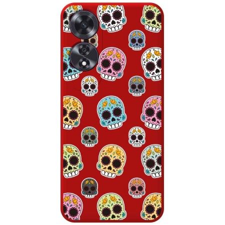 Funda Silicona Líquida Roja para Oppo A60 4G diseño Catrina Dibujos