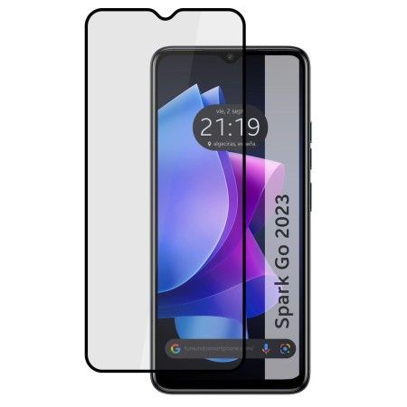 Protector Cristal Templado Completo 5D Full Glue Negro para TECNO SPARK Go 2023 Vidrio