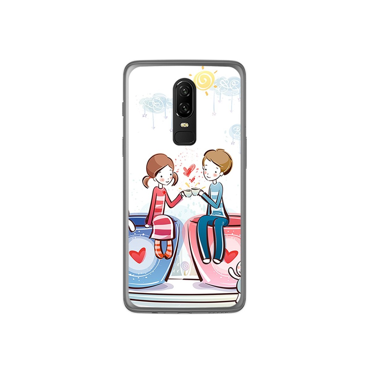 Funda Gel Tpu para Oneplus 6 Diseño Cafe Dibujos