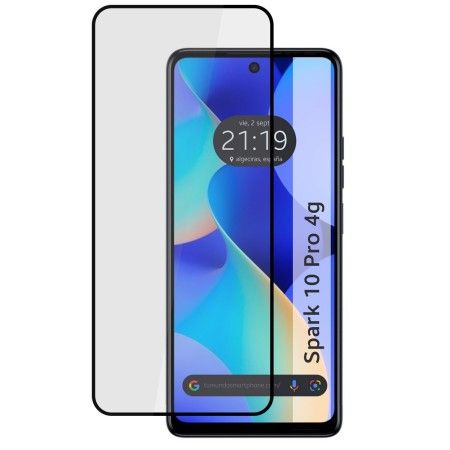 Protector Cristal Templado Completo 5D Full Glue Negro para TECNO SPARK 10 Pro Vidrio