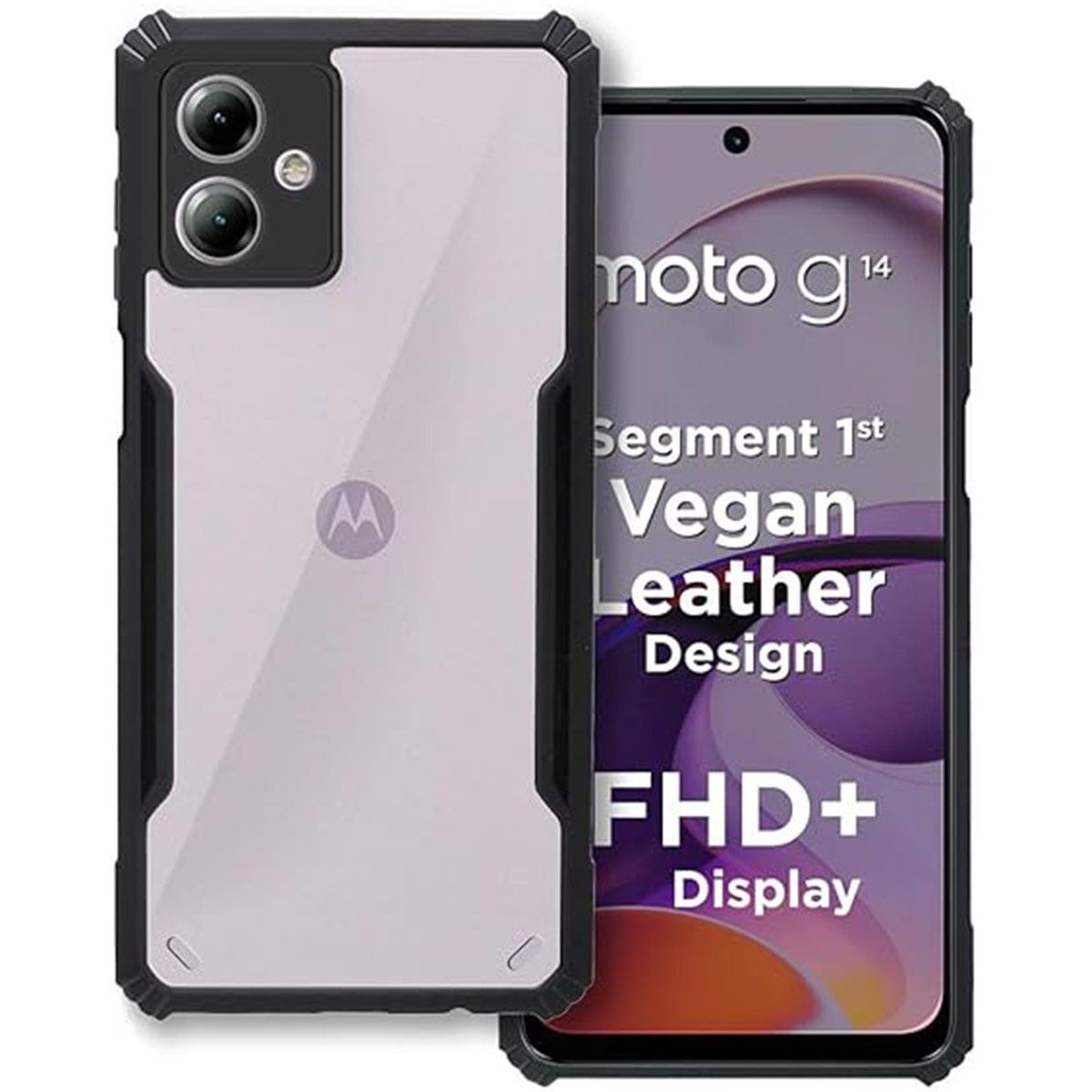 Funda Transparente Reforzada con Borde Negro para Motorola Moto G14