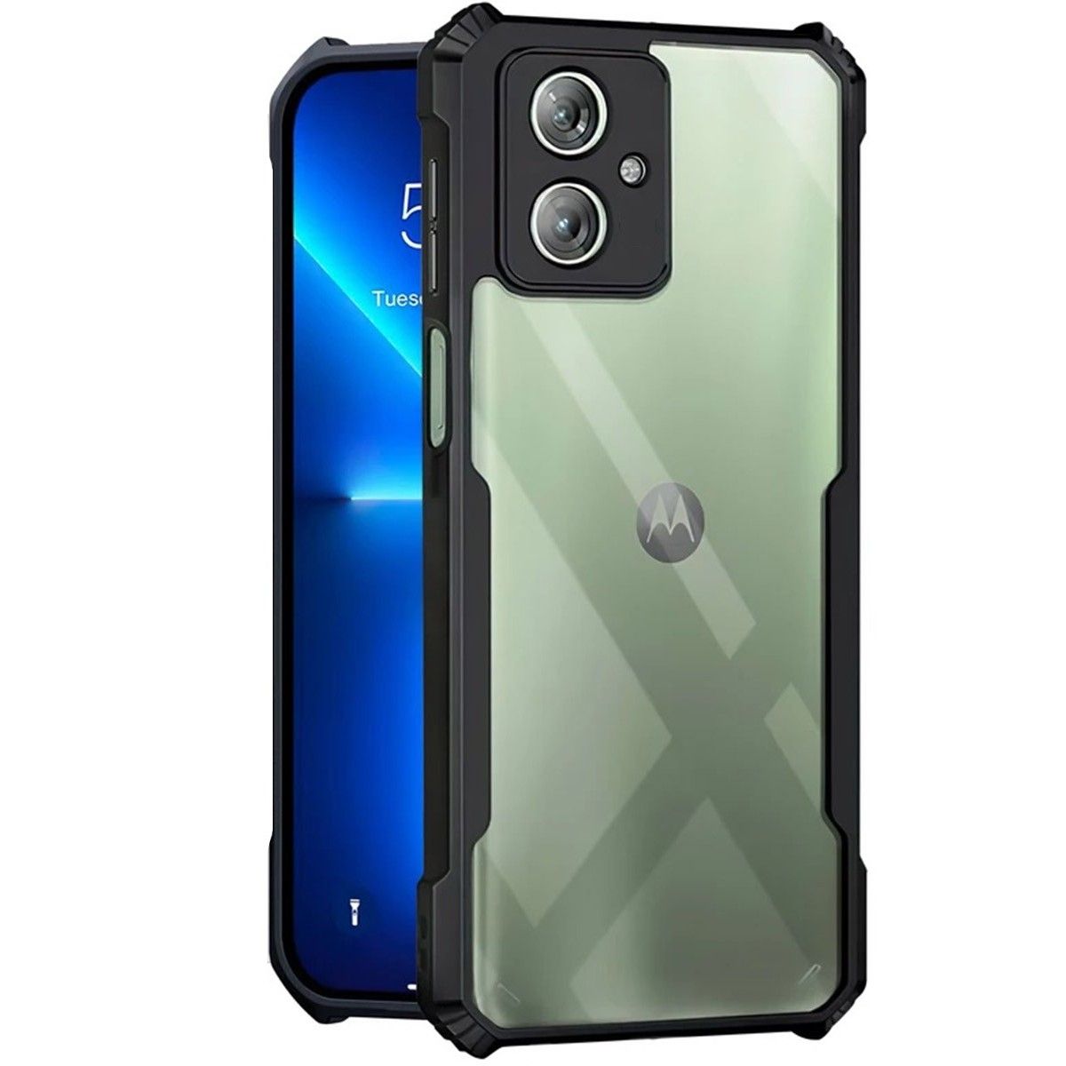 Funda Transparente Reforzada con Borde Negro para Motorola Moto G54 5G