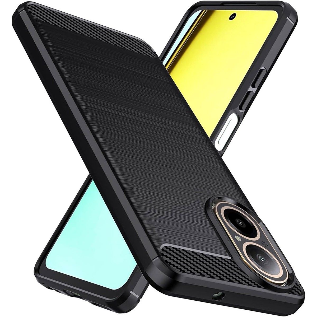 Funda Gel Tpu Tipo Carbon Negra para Realme C67 4G