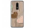 Funda Gel Tpu para Oneplus 6 Diseño Corazones Madera Dibujos