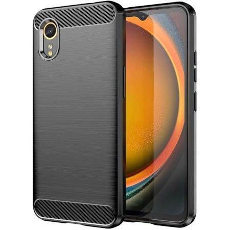 Funda Gel Tpu Tipo Carbon Negra para Samsung Galaxy Xcover 7 5G
