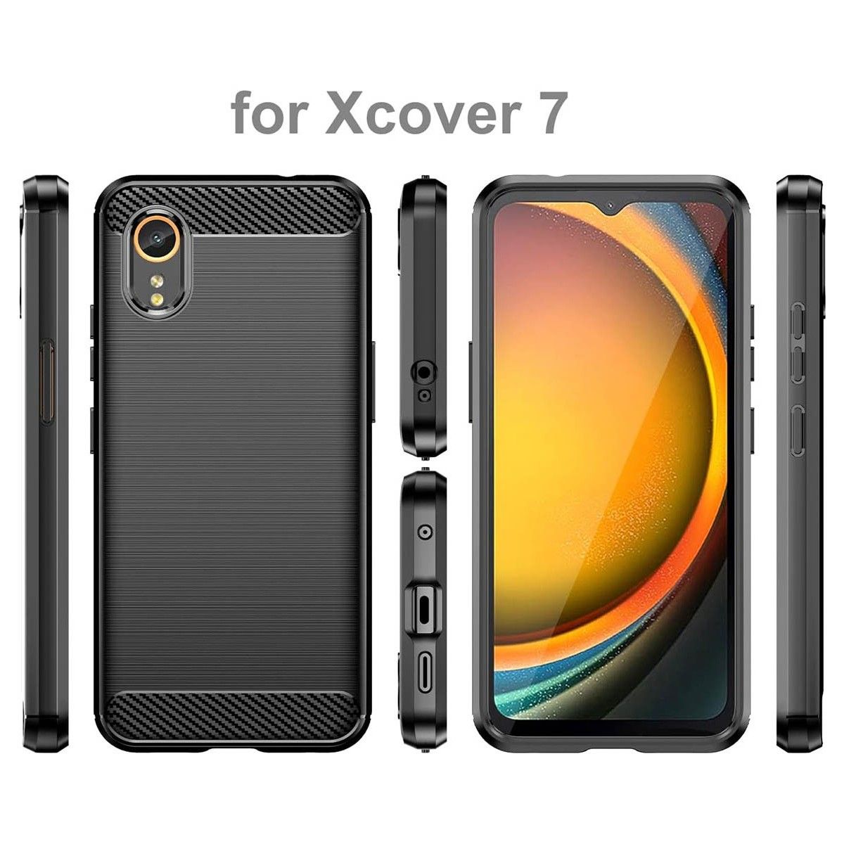 Funda Gel Tpu Tipo Carbon Negra para Samsung Galaxy Xcover 7 5G