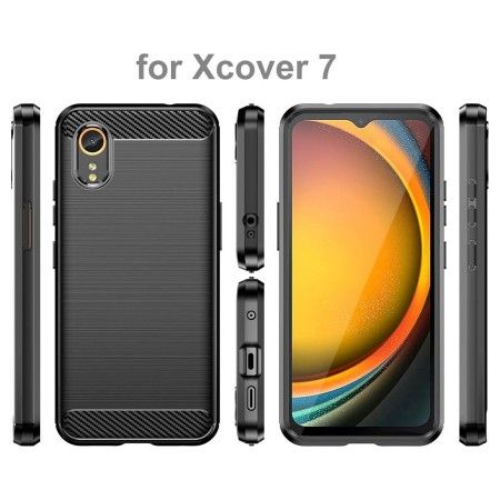Funda Gel Tpu Tipo Carbon Negra para Samsung Galaxy Xcover 7 5G