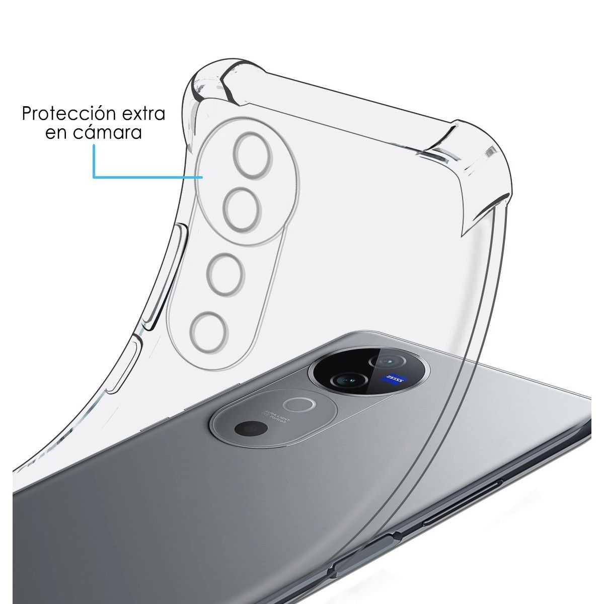 Funda Silicona Antigolpes Transparente para Vivo V40 5G