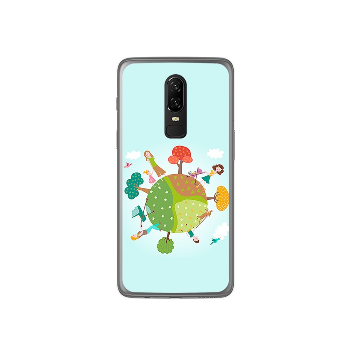 Funda Gel Tpu para Oneplus 6 Diseño Familia Dibujos