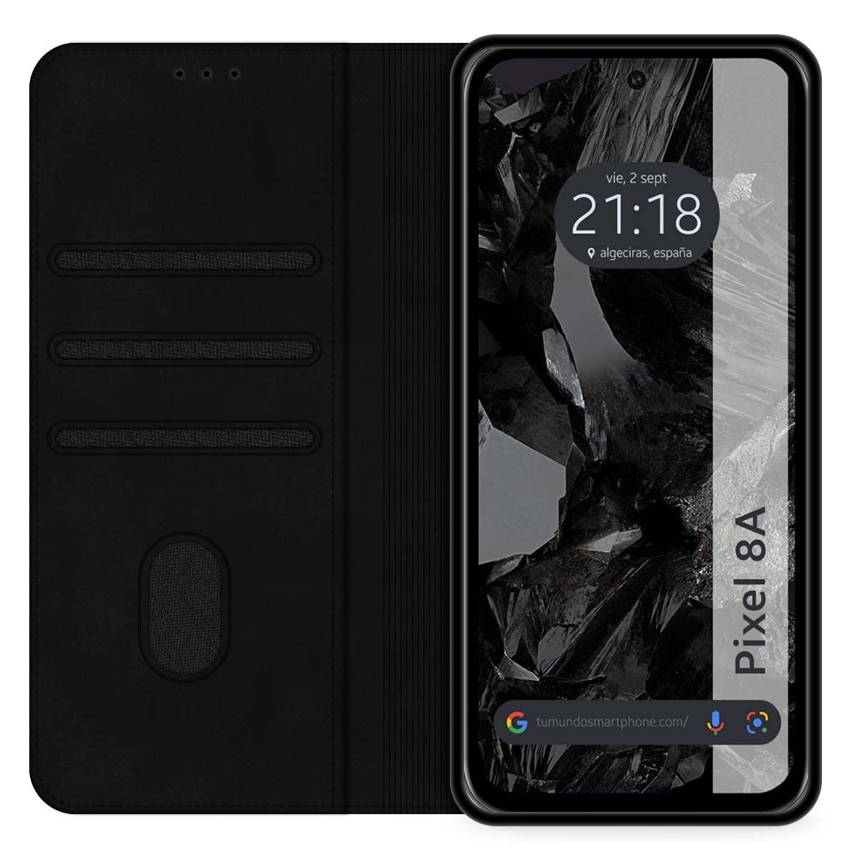 Funda Libro de Polipiel con tarjetero para Google Pixel 8a 5G color Negra