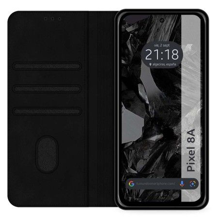 Funda Libro de Polipiel con tarjetero para Google Pixel 8a 5G color Negra