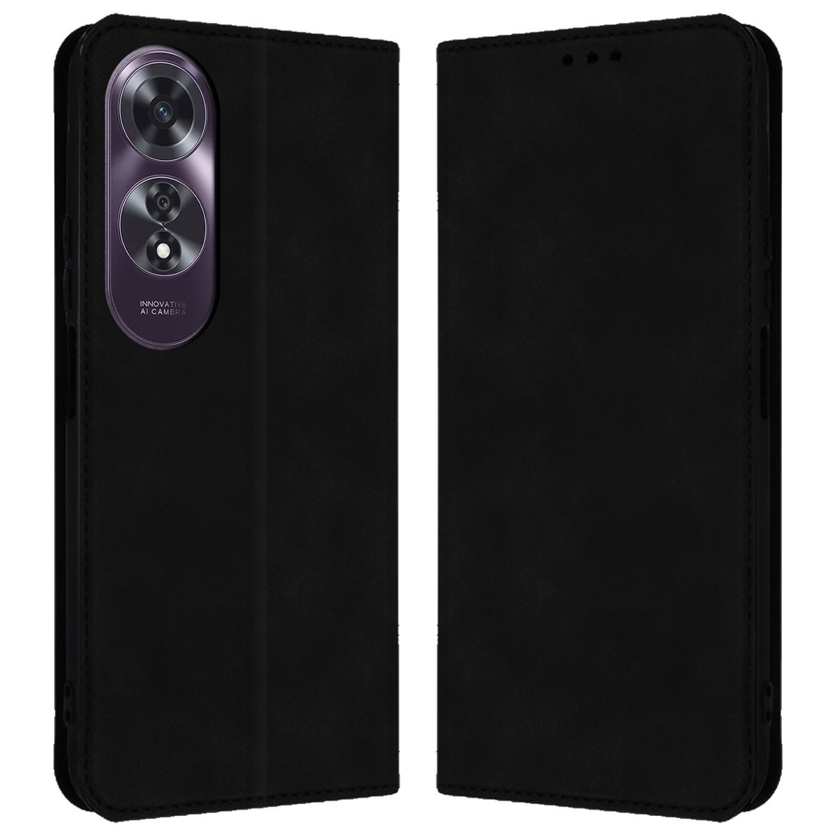 Funda Libro de Polipiel con tarjetero para Oppo A60 4G color Negra