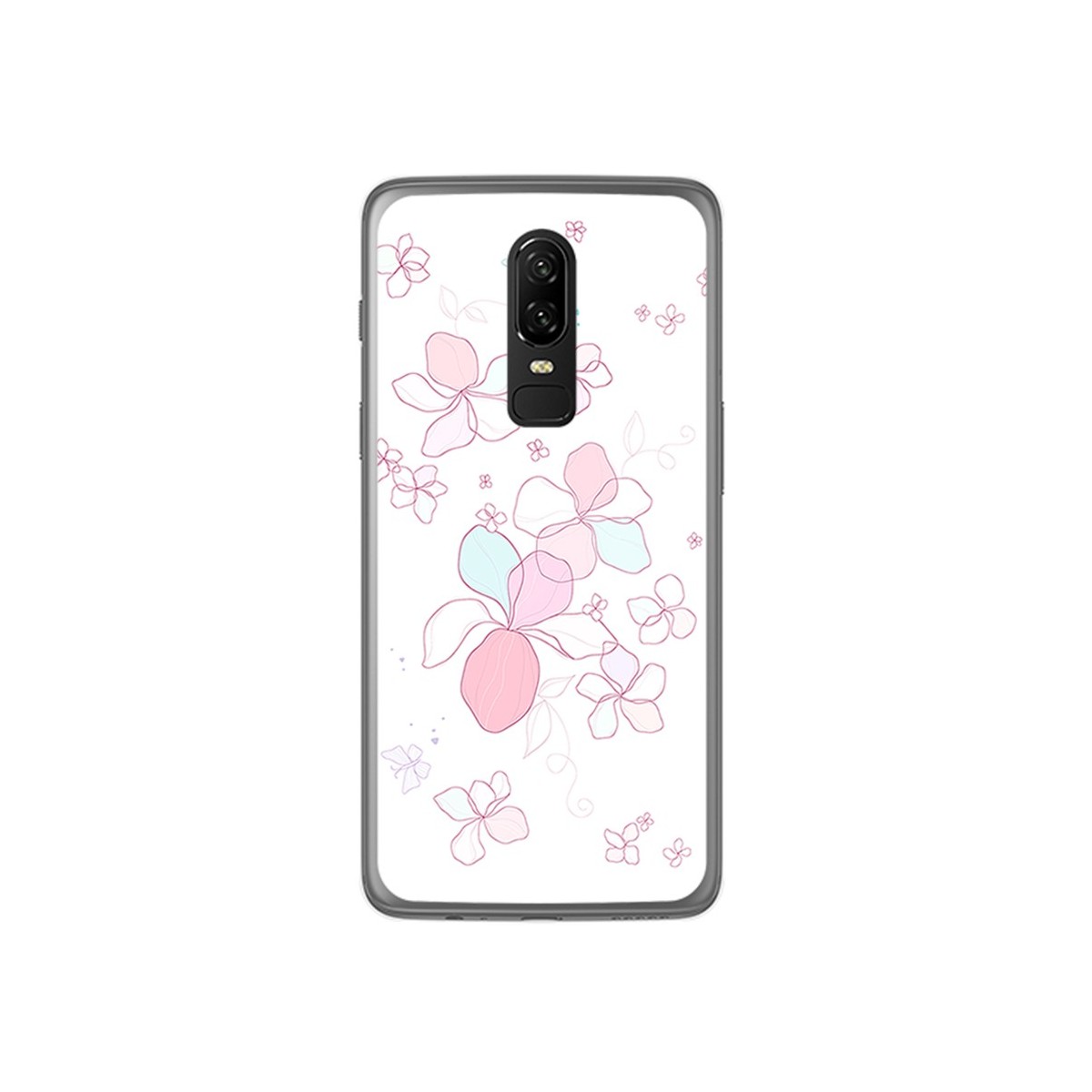 Funda Gel Tpu para Oneplus 6 Diseño Flores Minimal Dibujos