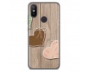 Funda Gel Tpu para Xiaomi Mi 6X / Mi A2 Diseño Corazones Madera Dibujos