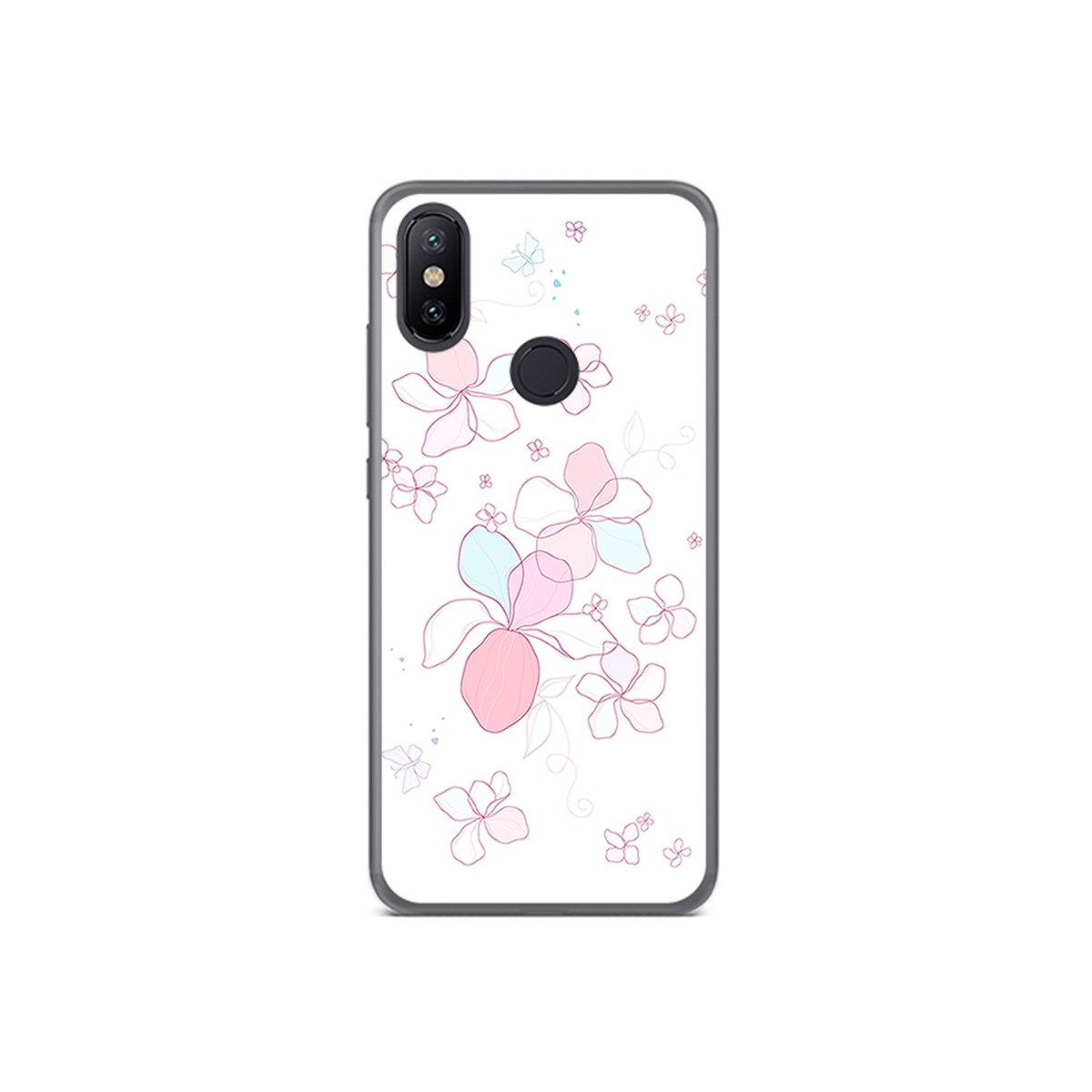 Funda Gel Tpu para Xiaomi Mi 6X / Mi A2 Diseño Flores Minimal Dibujos