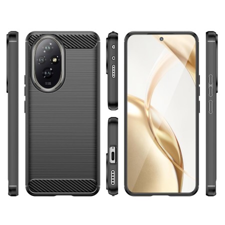 Funda Gel Tpu Tipo Carbon Negra para Huawei Honor 200 5G