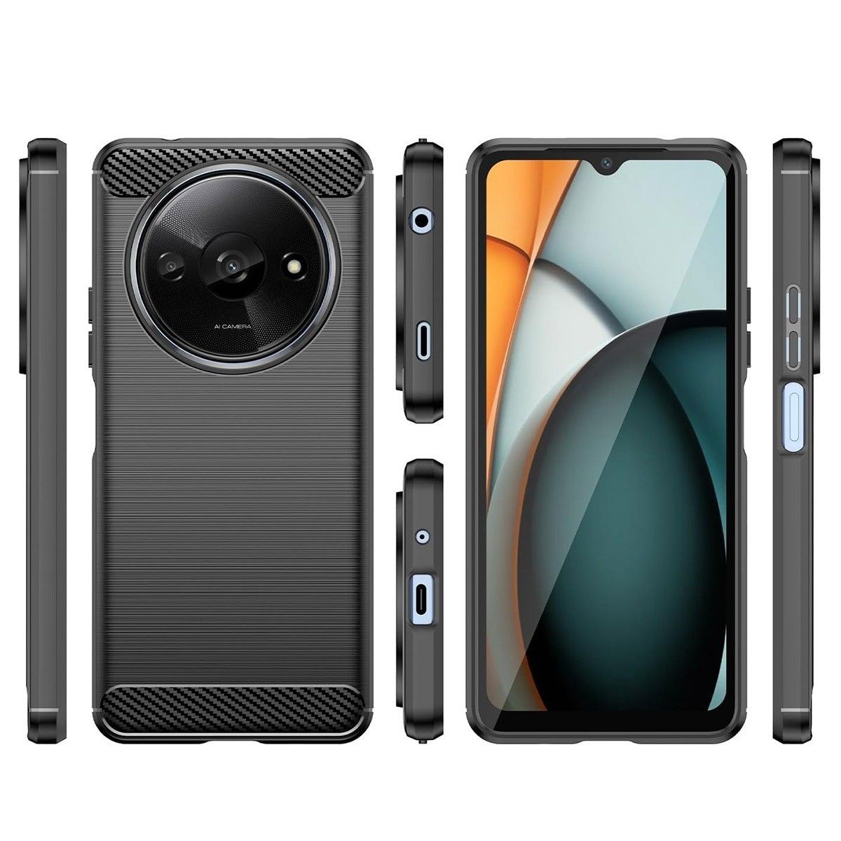 Funda Gel Tpu Tipo Carbon Negra para Xiaomi Redmi A3