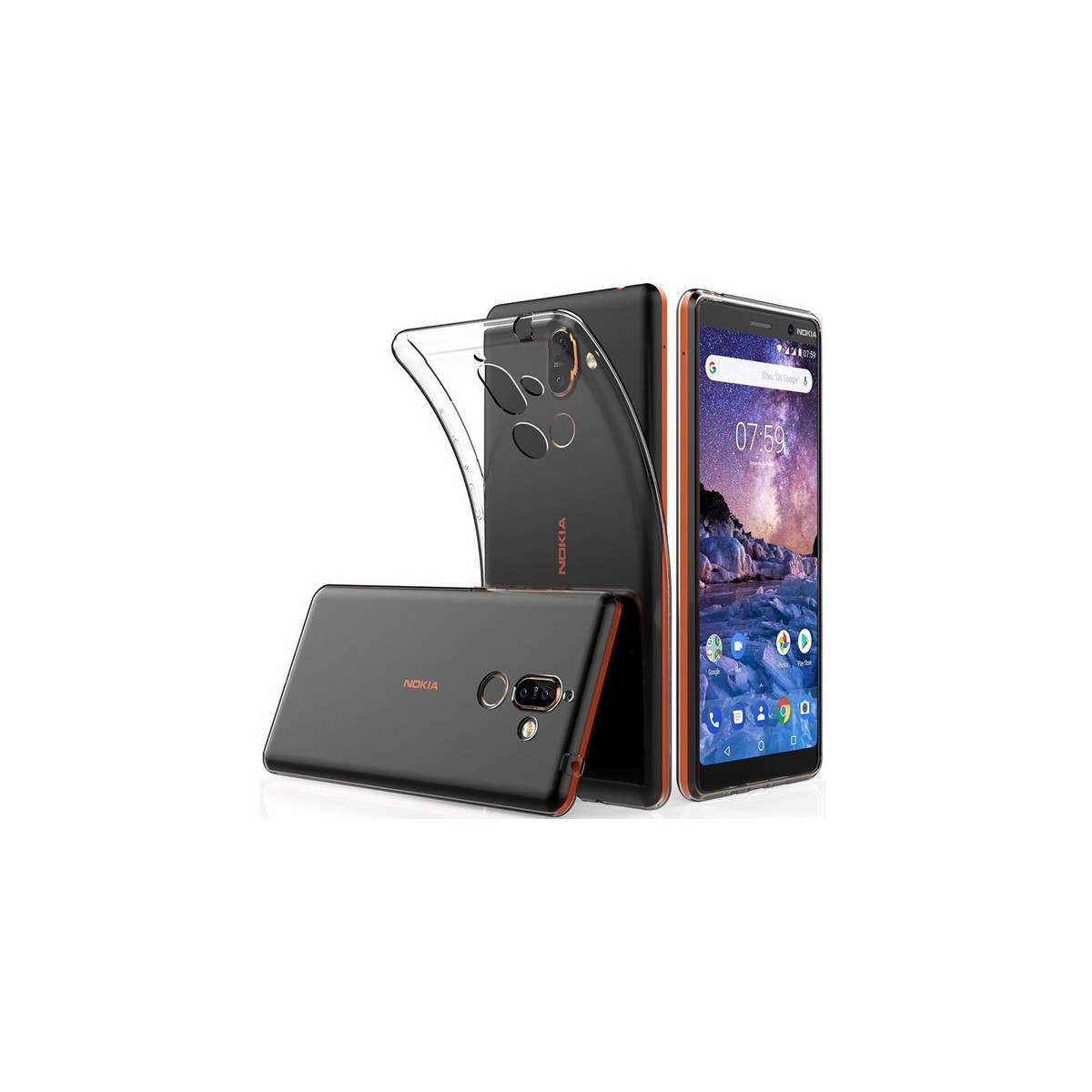 Funda Gel Tpu Fina Ultra-Thin 0,5mm Transparente para Nokia 7 Plus