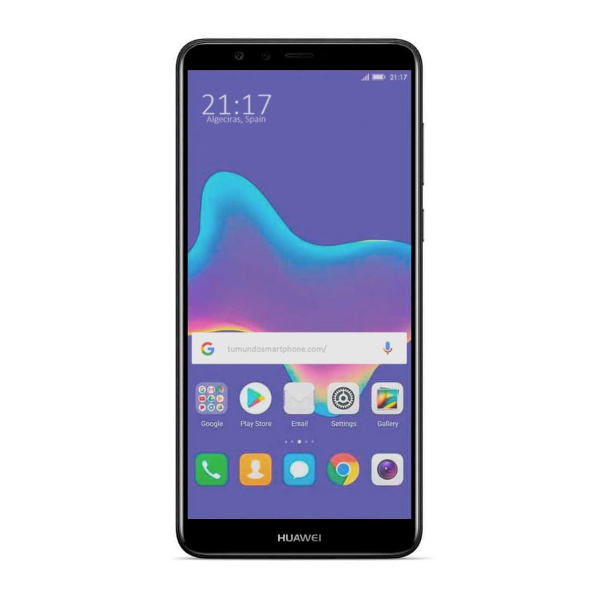 Protector Cristal Templado Frontal Completo Negro para Huawei Y9 2018 Vidrio