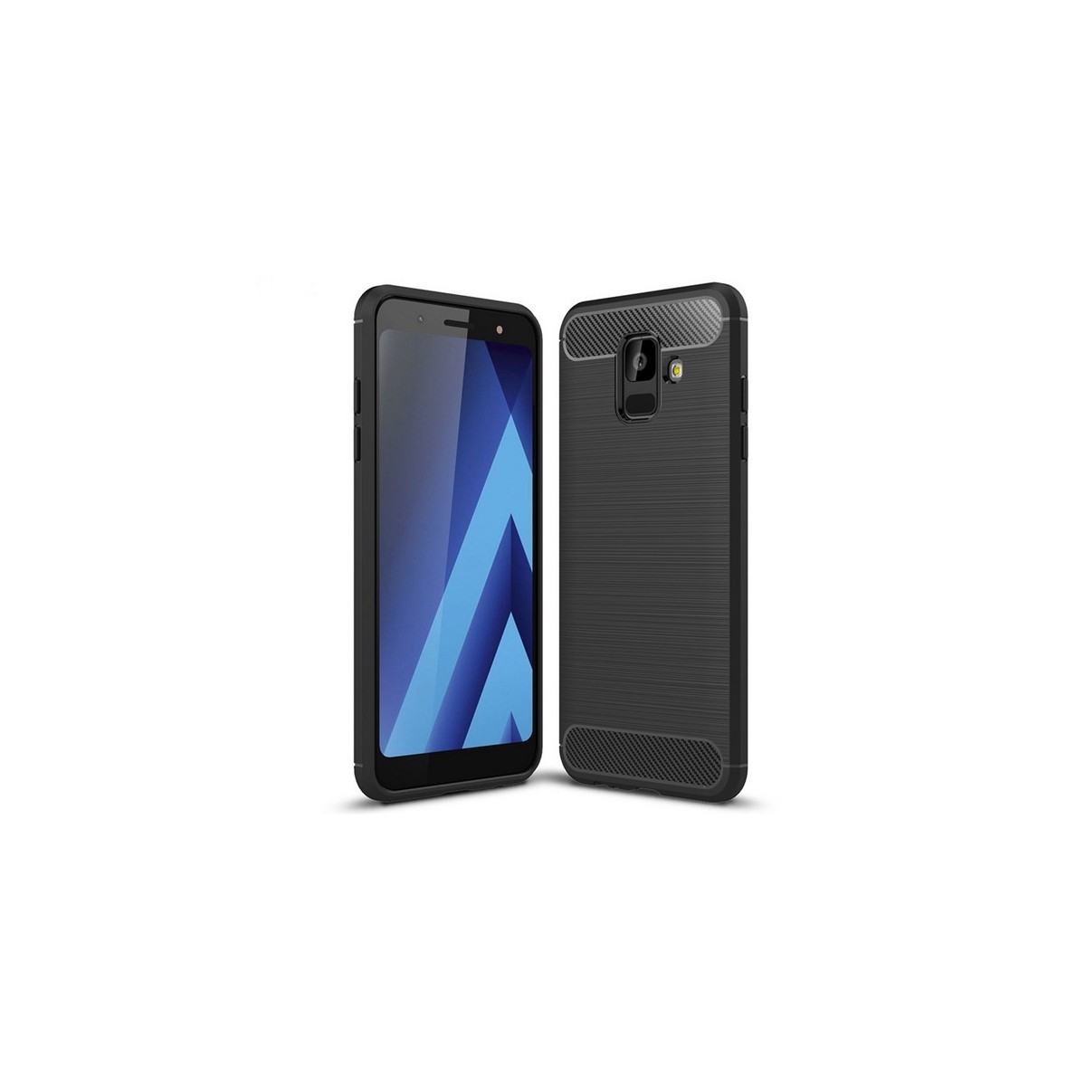 Funda Gel Tpu Tipo Carbon Negra para Samsung Galaxy A6 (2018)