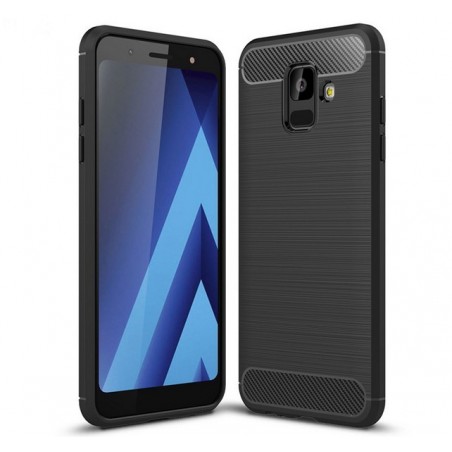 Funda Gel Tpu Tipo Carbon Negra para Samsung Galaxy A6 (2018)
