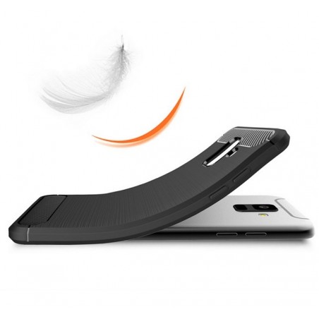 Funda Gel Tpu Tipo Carbon Negra para Samsung Galaxy A6 (2018)