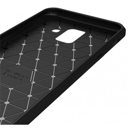 Funda Gel Tpu Tipo Carbon Negra para Samsung Galaxy A6 (2018)