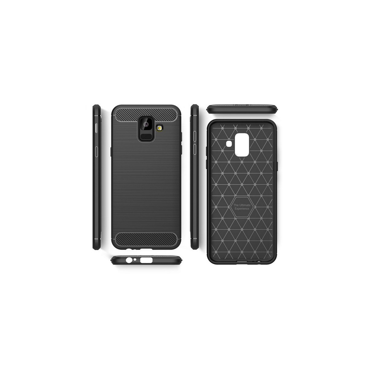 Funda Gel Tpu Tipo Carbon Negra para Samsung Galaxy A6 (2018)