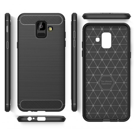 Funda Gel Tpu Tipo Carbon Negra para Samsung Galaxy A6 (2018)