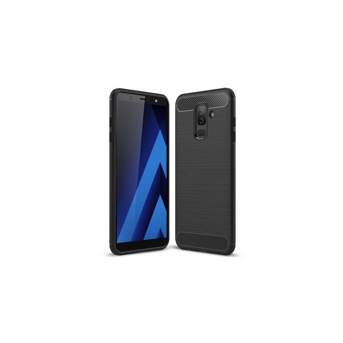 Funda Gel Tpu Tipo Carbon Negra para Samsung Galaxy A6 Plus (2018)