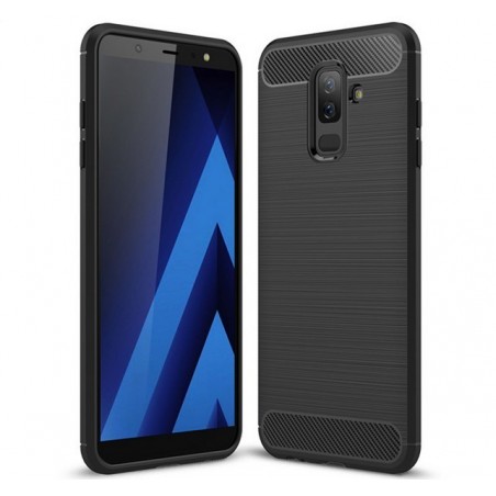 Funda Gel Tpu Tipo Carbon Negra para Samsung Galaxy A6 Plus (2018)
