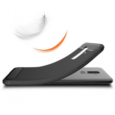 Funda Gel Tpu Tipo Carbon Negra para Samsung Galaxy A6 Plus (2018)