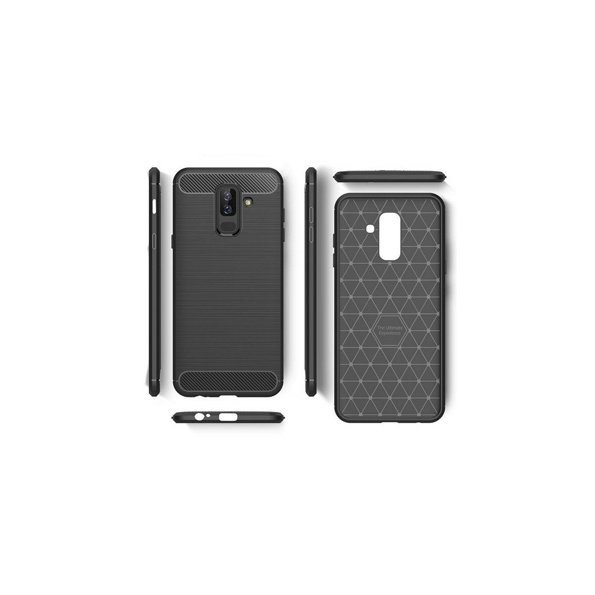 Funda Gel Tpu Tipo Carbon Negra para Samsung Galaxy A6 Plus (2018)