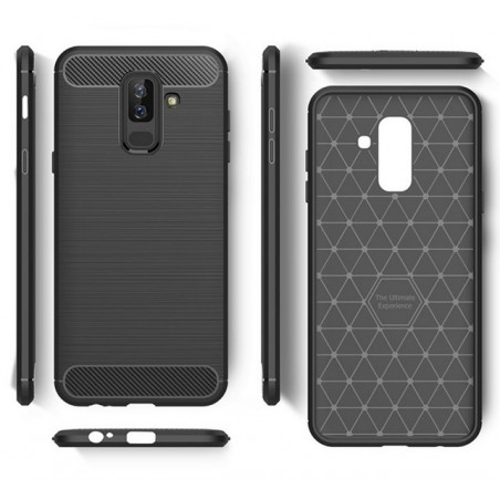 Funda Gel Tpu Tipo Carbon Negra para Samsung Galaxy A6 Plus (2018)