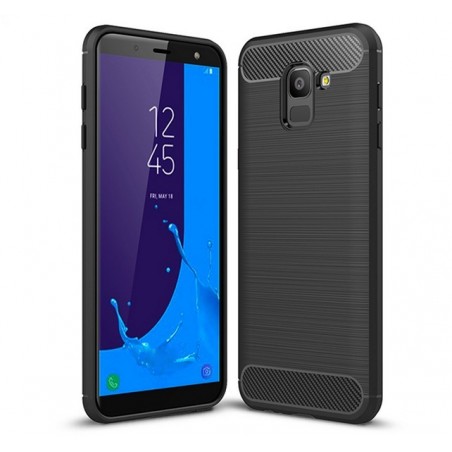 Funda Gel Tpu Tipo Carbon Negra para Samsung Galaxy J6 (2018)