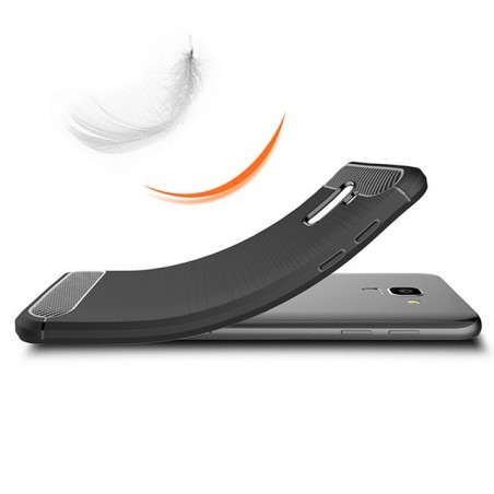 Funda Gel Tpu Tipo Carbon Negra para Samsung Galaxy J6 (2018)