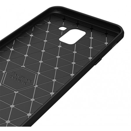 Funda Gel Tpu Tipo Carbon Negra para Samsung Galaxy J6 (2018)