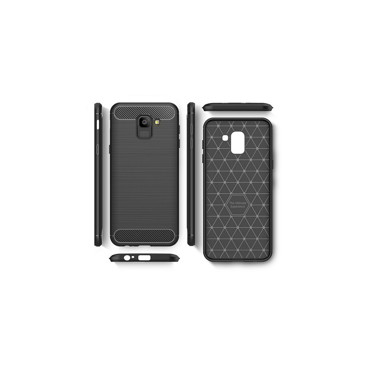 Funda Gel Tpu Tipo Carbon Negra para Samsung Galaxy J6 (2018)