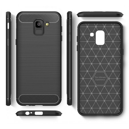 Funda Gel Tpu Tipo Carbon Negra para Samsung Galaxy J6 (2018)