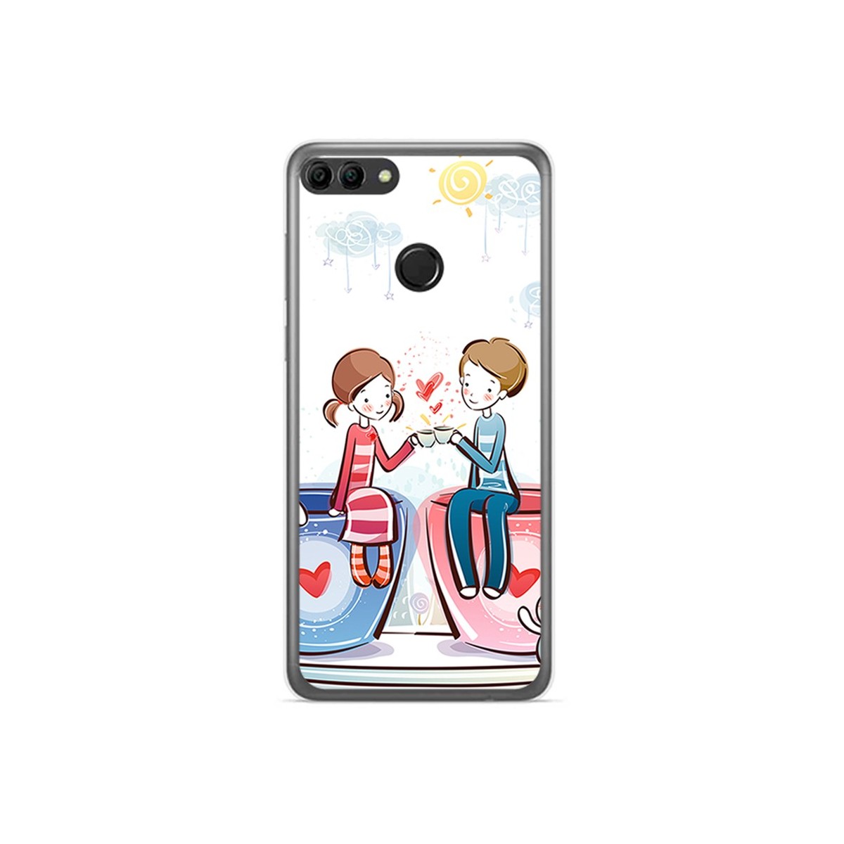 Funda Gel Tpu para Huawei Y9 2018 Diseño Cafe Dibujos