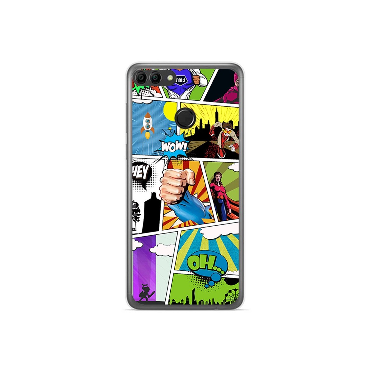Funda Gel Tpu para Huawei Y9 2018 Diseño Comic Dibujos