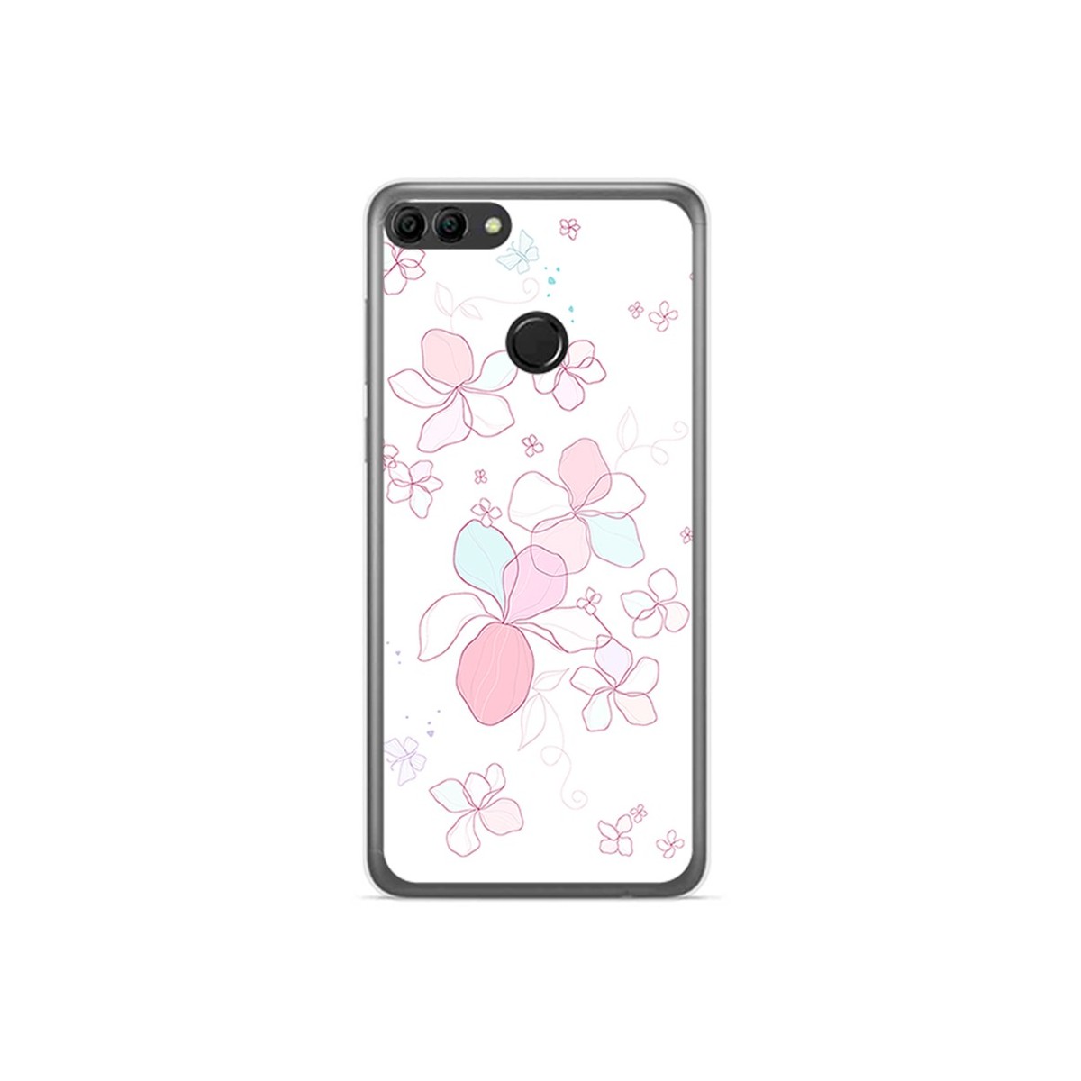 Funda Gel Tpu para Huawei Y9 2018 Diseño Flores Minimal Dibujos