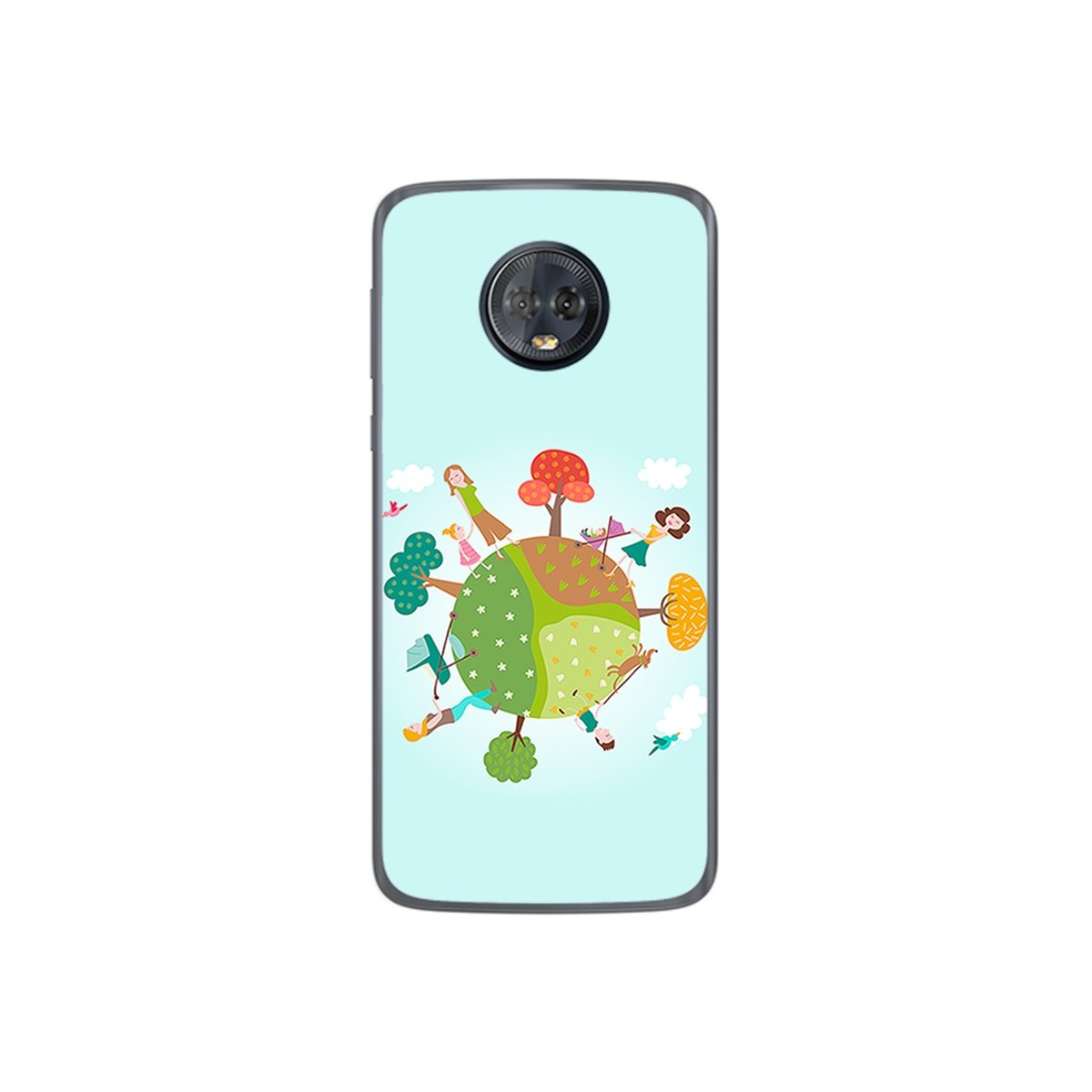 Funda Gel Tpu para Motorola Moto G6 Plus Diseño Familia Dibujos