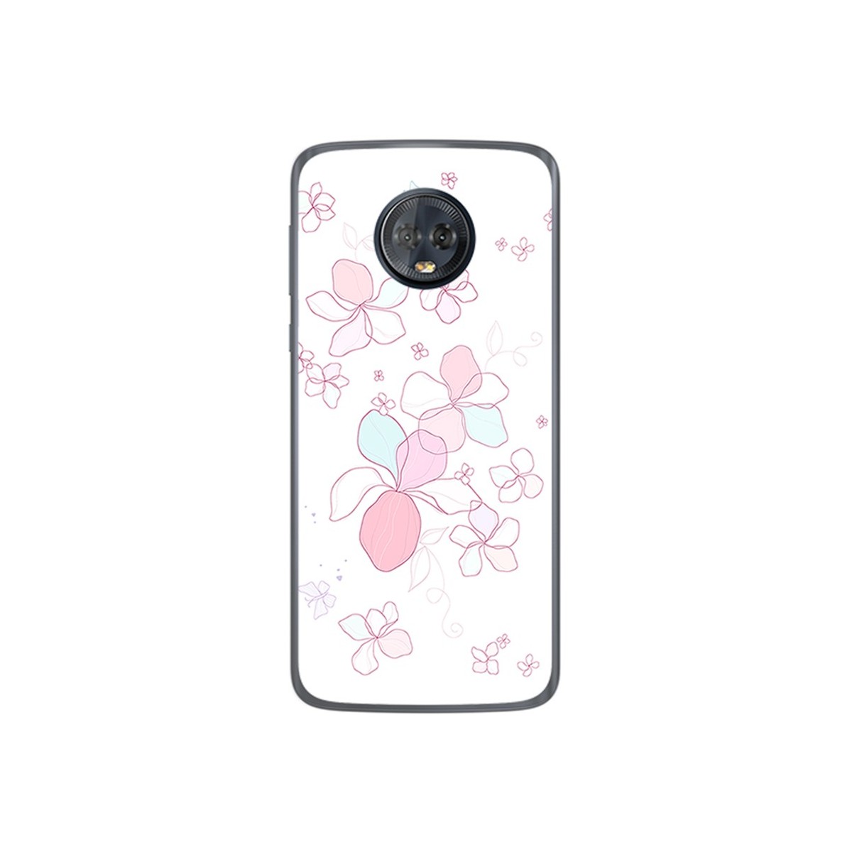Funda Gel Tpu para Motorola Moto G6 Plus Diseño Flores Minimal Dibujos