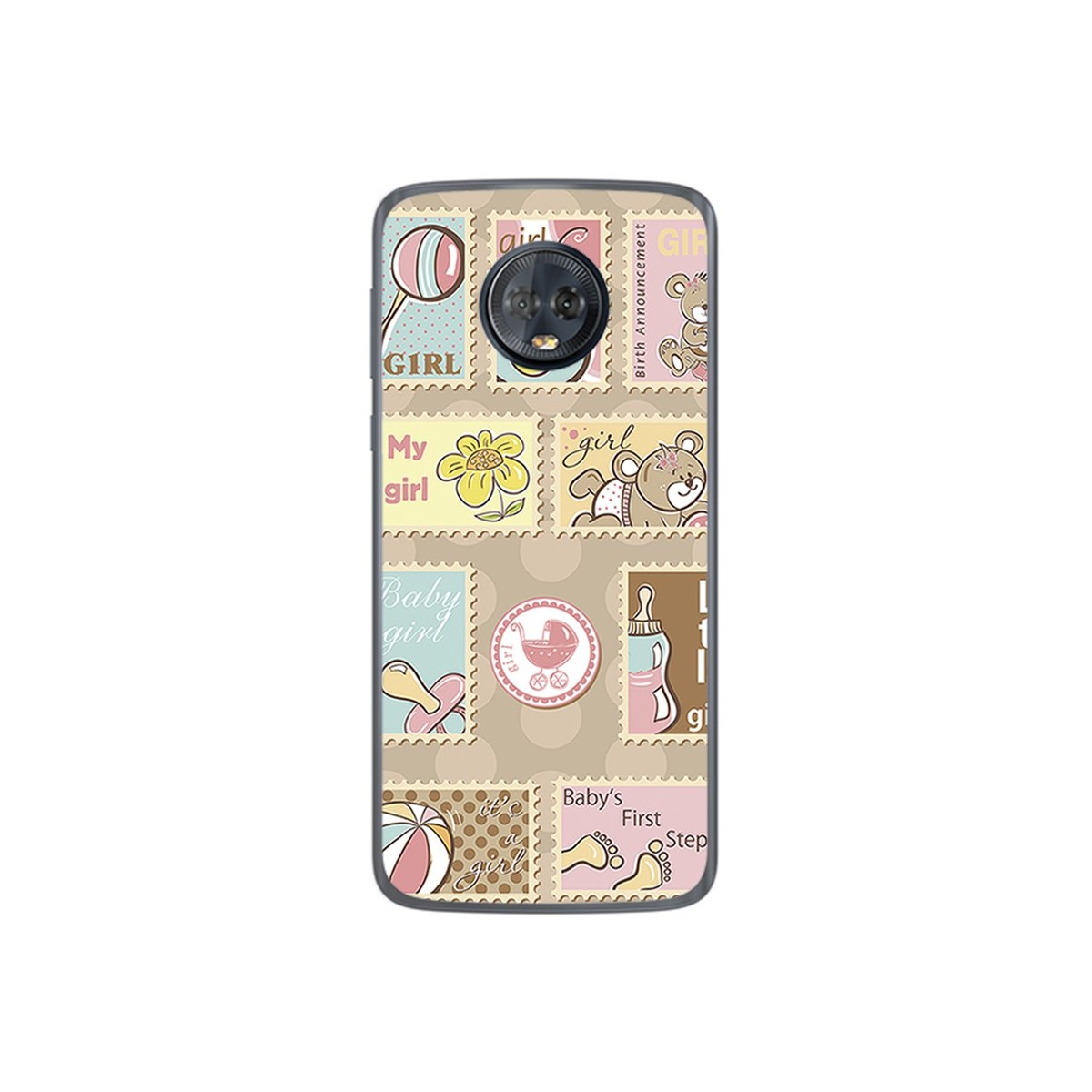Funda Gel Tpu para Motorola Moto G6 Plus Diseño Sellos Dibujos