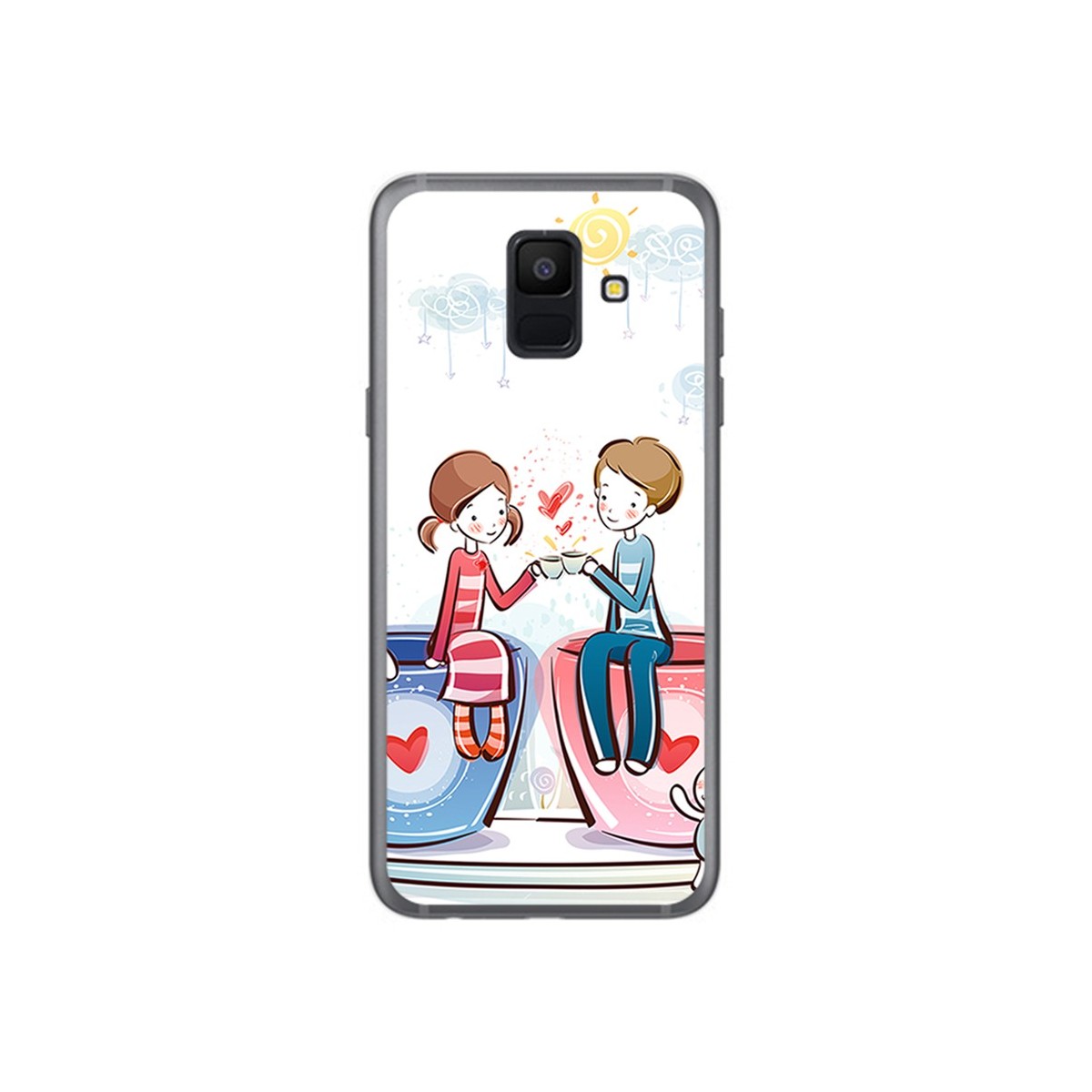 Funda Gel Tpu para Samsung Galaxy A6 (2018) Diseño Cafe Dibujos