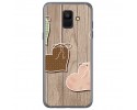 Funda Gel Tpu para Samsung Galaxy A6 (2018) Diseño Corazones Madera Dibujos