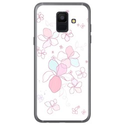 Funda Gel Tpu para Samsung Galaxy A6 (2018) Diseño Flores Minimal Dibujos